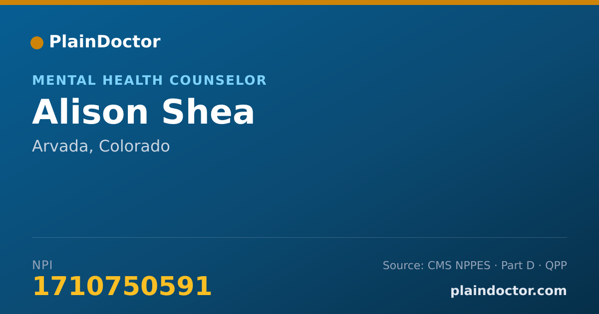 Shareable card for Alison Shea - Mental Health Counselor, Arvada, CO