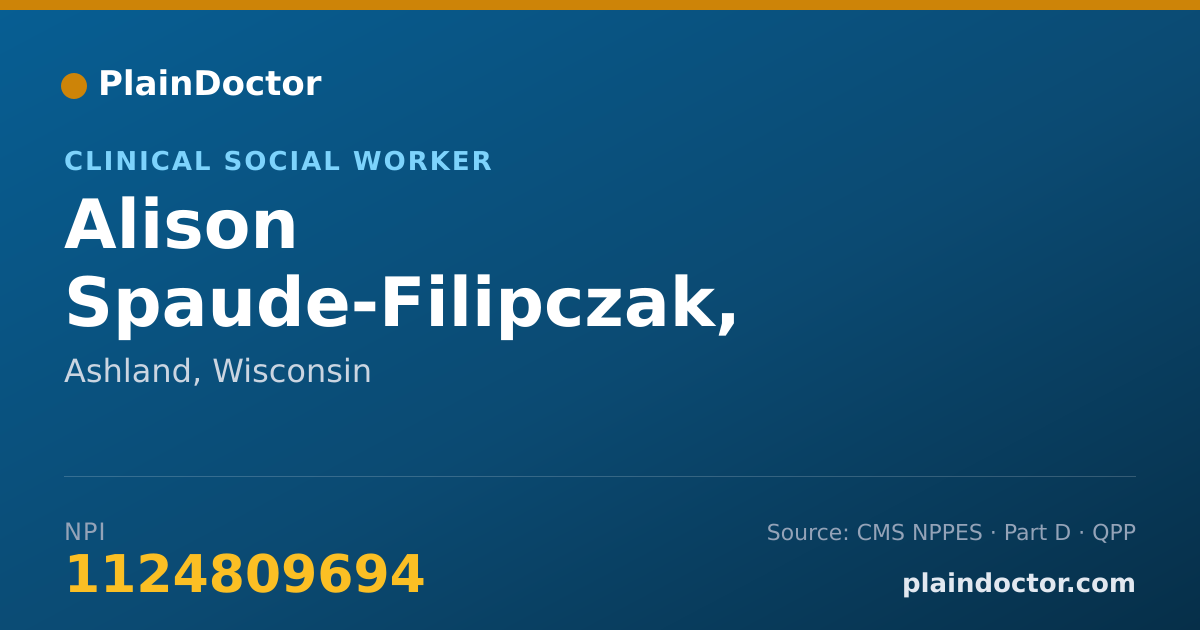 Shareable card for Alison Spaude-Filipczak, CAPSW - Clinical Social Worker, Ashland, WI