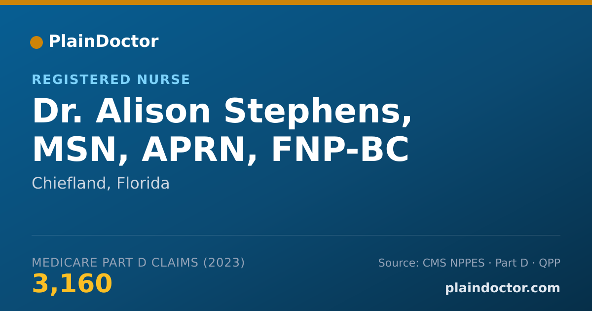 Shareable card for Alison Stephens, MSN, APRN, FNP-BC - Registered Nurse, Chiefland, FL