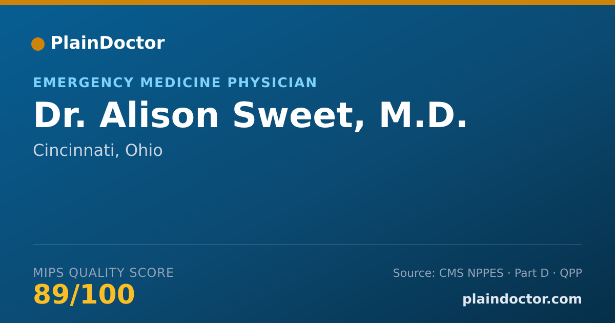 Shareable card for Alison Sweet, M.D. - Emergency Medicine Physician, Cincinnati, OH