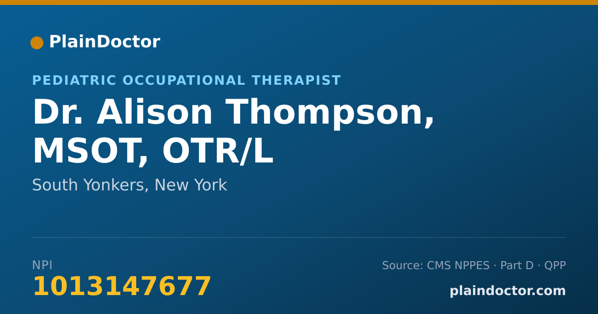 Shareable card for Alison Thompson, MSOT, OTR/L - Pediatric Occupational Therapist, South Yonkers, NY
