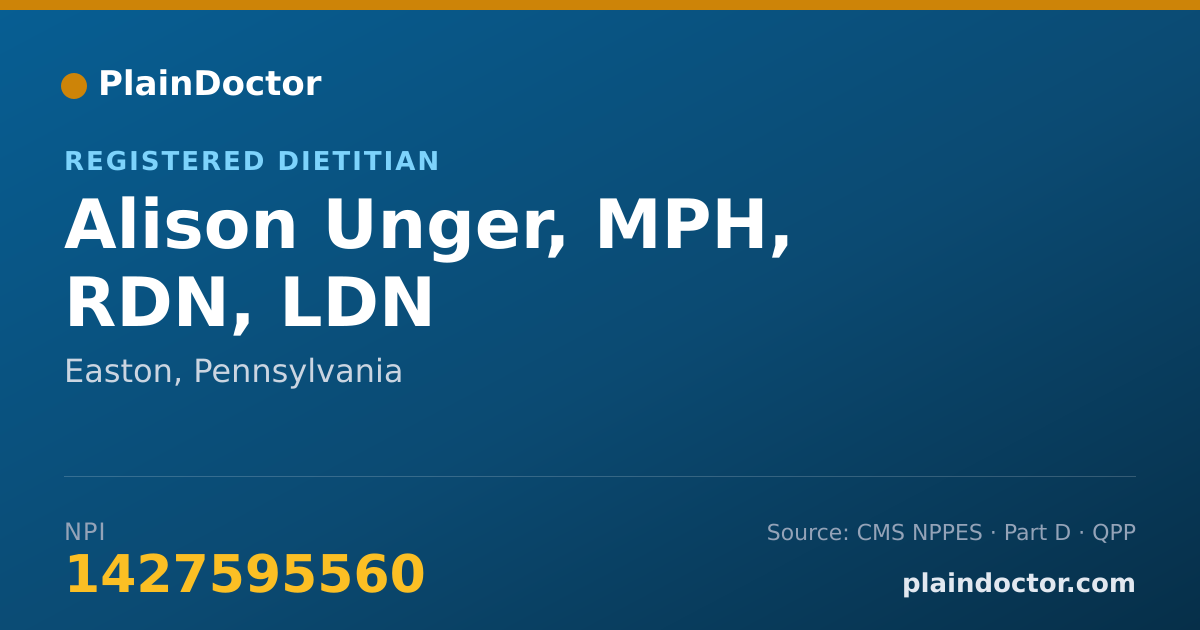 Shareable card for Alison Unger, MPH, RDN, LDN - Registered Dietitian, Easton, PA