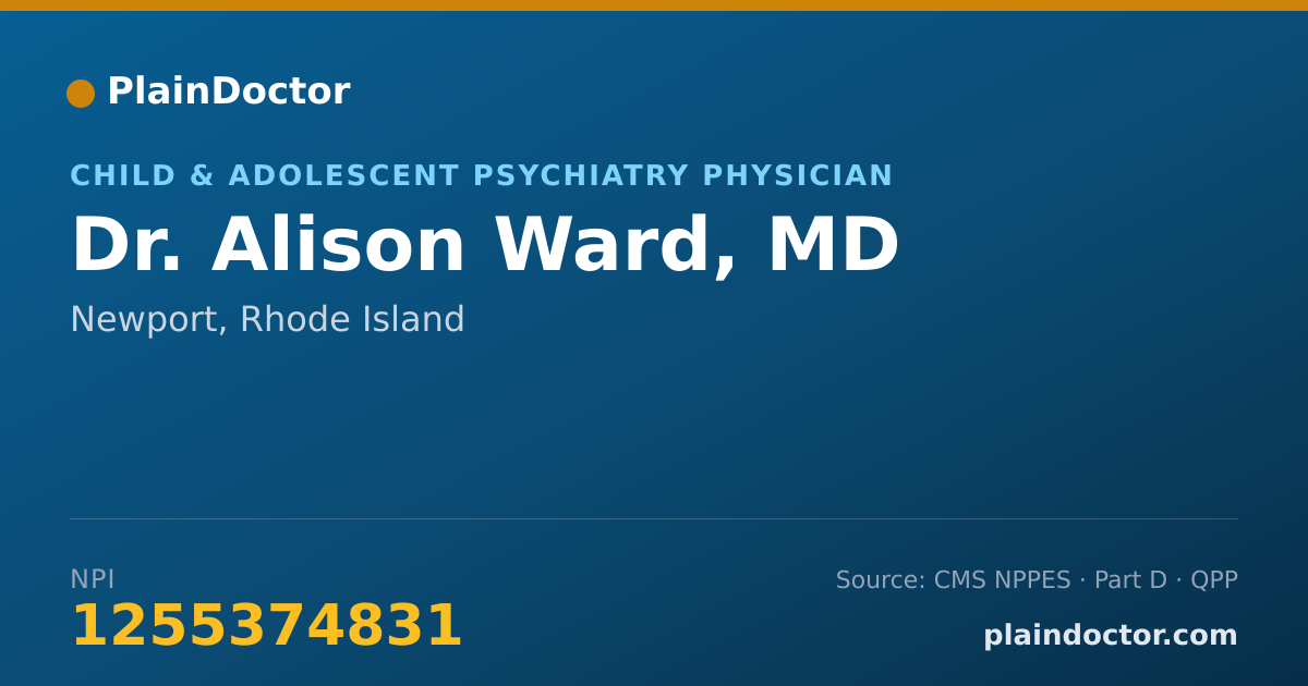 Shareable card for Alison Ward, MD - Child & Adolescent Psychiatry Physician, Newport, RI