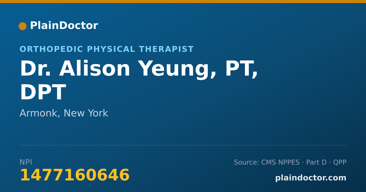 Shareable card for Alison Yeung, PT, DPT - Orthopedic Physical Therapist, Armonk, NY