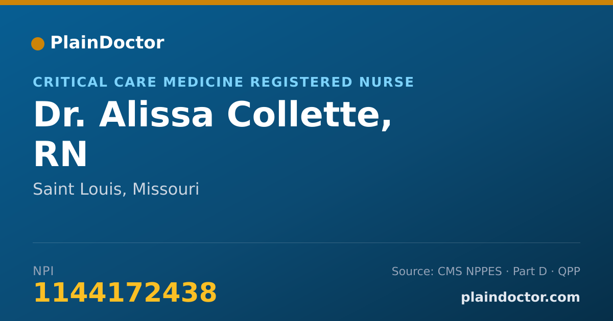 Shareable card for Alissa Collette, RN - Critical Care Medicine Registered Nurse, Saint Louis, MO