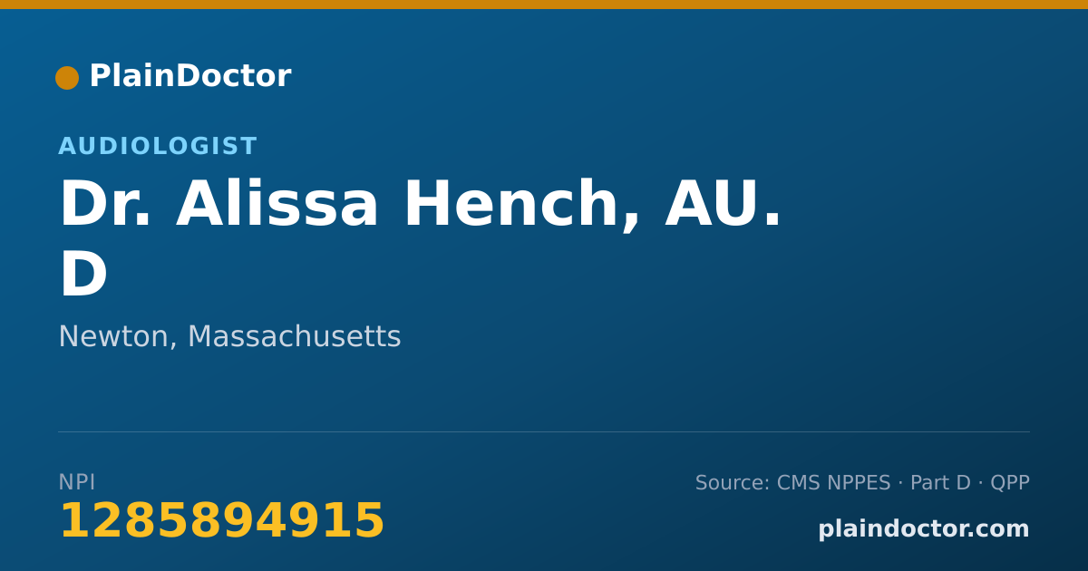 Shareable card for Alissa Hench, AU. D - Audiologist, Newton, MA