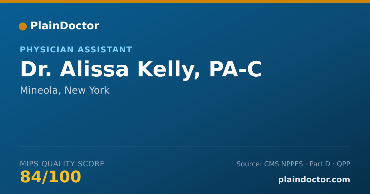 Shareable card for Alissa Kelly, PA-C - Physician Assistant, Mineola, NY