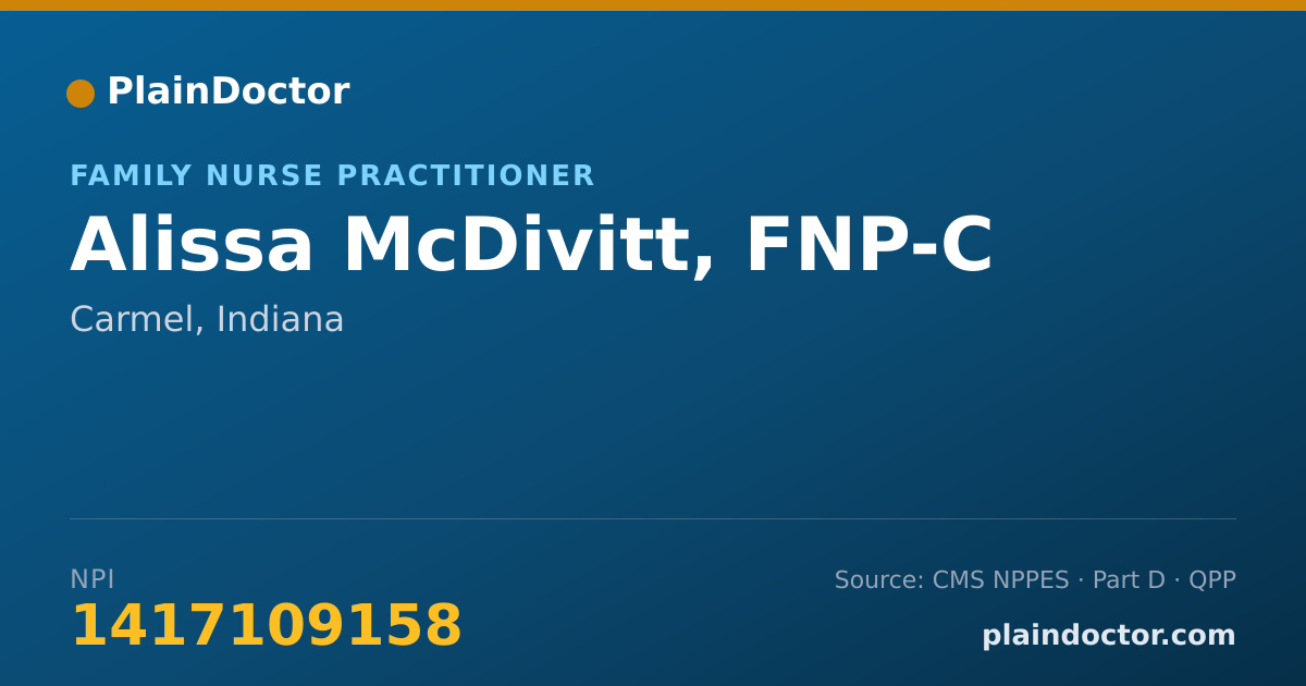 Shareable card for Alissa McDivitt, FNP-C - Family Nurse Practitioner, Carmel, IN