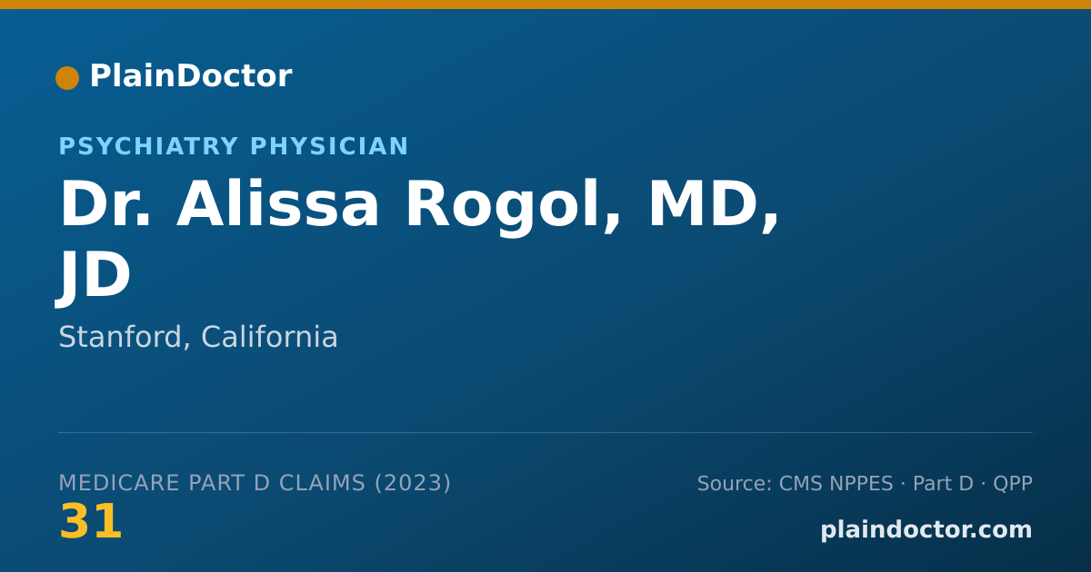 Shareable card for Alissa Rogol, MD, JD - Psychiatry Physician, Stanford, CA