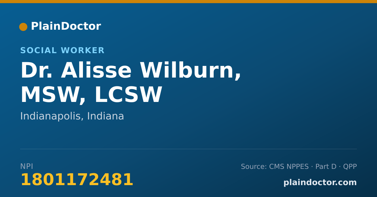 Shareable card for Alisse Wilburn, MSW, LCSW - Social Worker, Indianapolis, IN