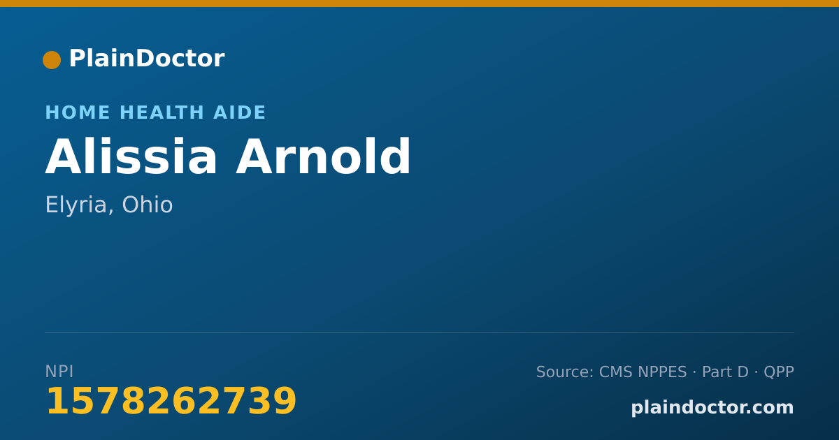 Shareable card for Alissia Arnold - Home Health Aide, Elyria, OH