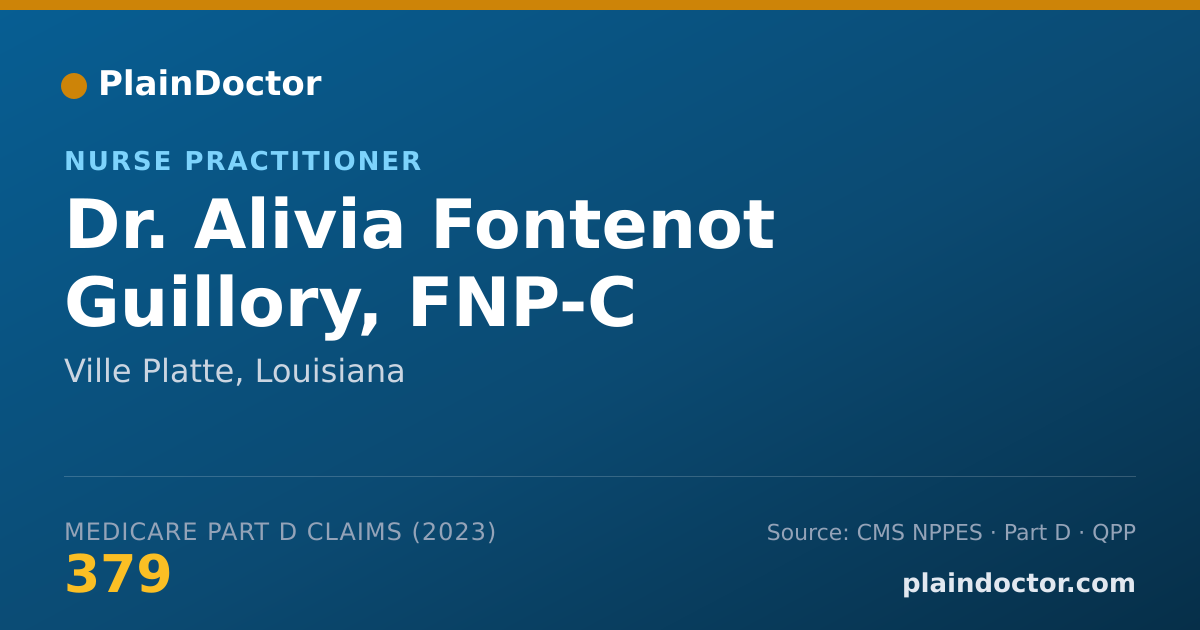 Shareable card for Alivia Fontenot Guillory, FNP-C - Nurse Practitioner, Ville Platte, LA