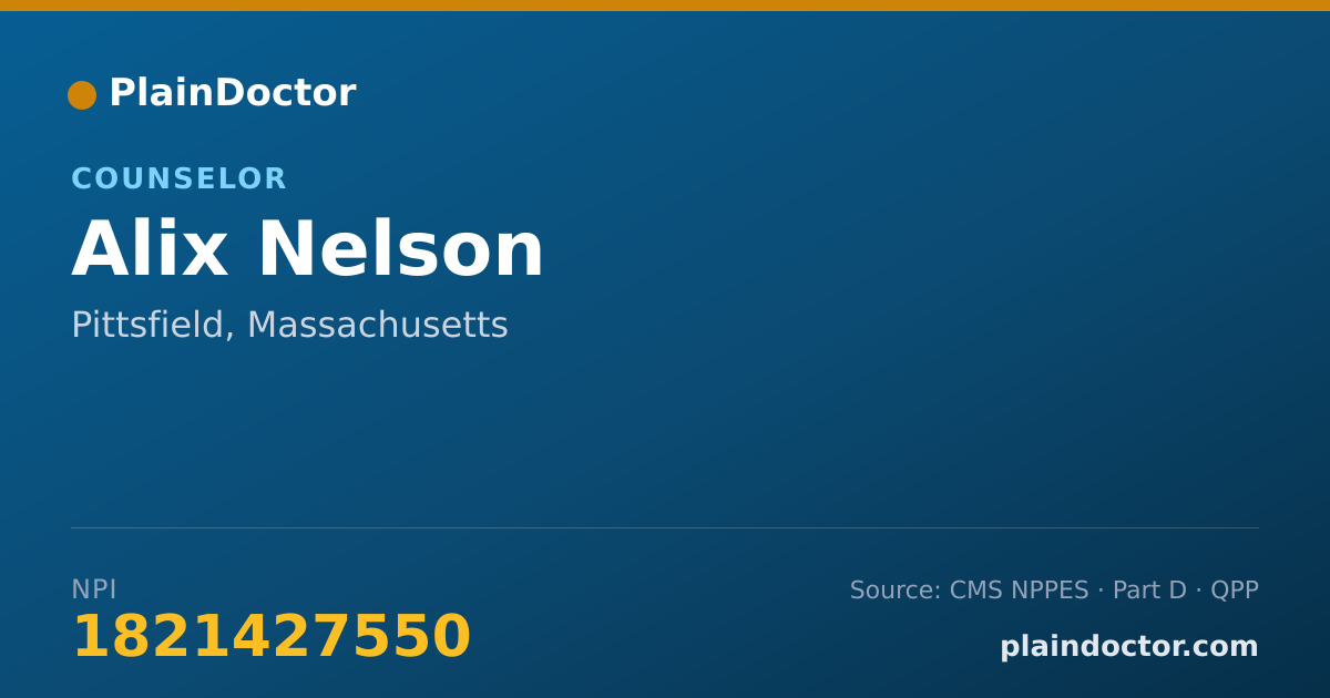 Shareable card for Alix Nelson - Counselor, Pittsfield, MA