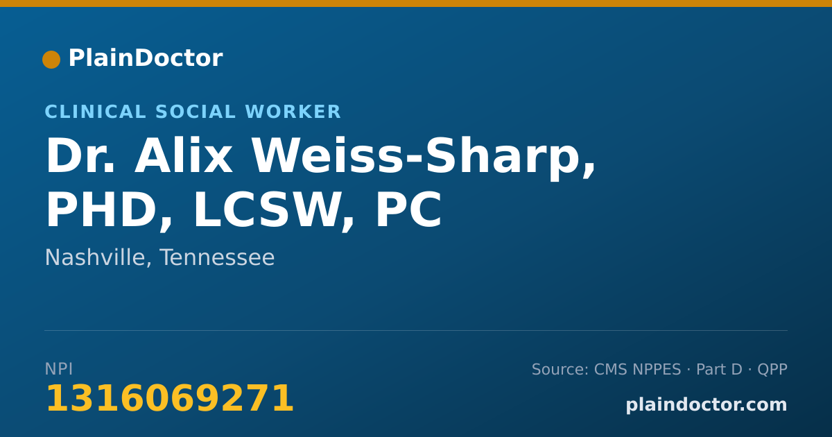 Shareable card for Alix Weiss-Sharp, PHD, LCSW, PC - Clinical Social Worker, Nashville, TN
