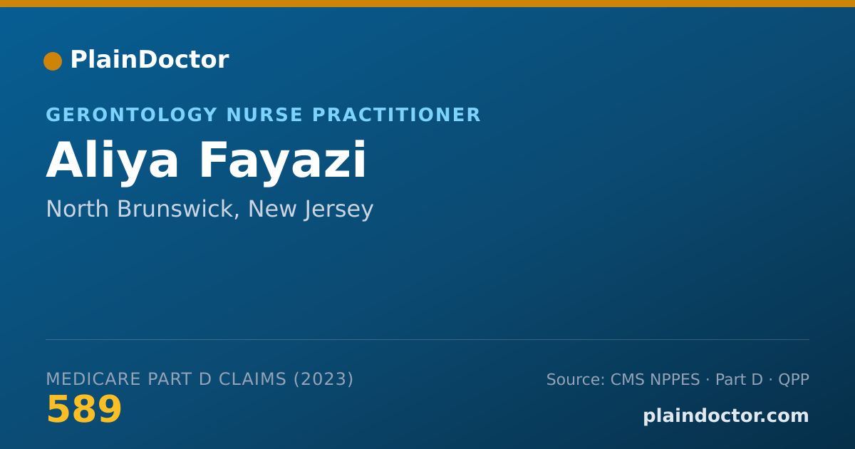 Shareable card for Aliya Fayazi - Gerontology Nurse Practitioner, North Brunswick, NJ