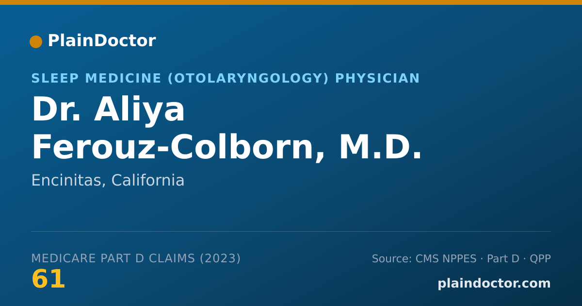 Shareable card for Aliya Ferouz-Colborn, M.D. - Sleep Medicine (Otolaryngology) Physician, Encinitas, CA