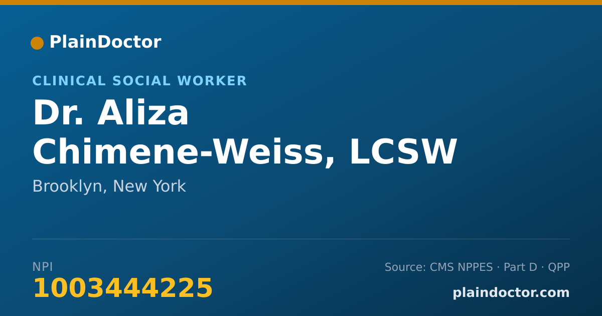 Shareable card for Aliza Chimene-Weiss, LCSW - Clinical Social Worker, Brooklyn, NY