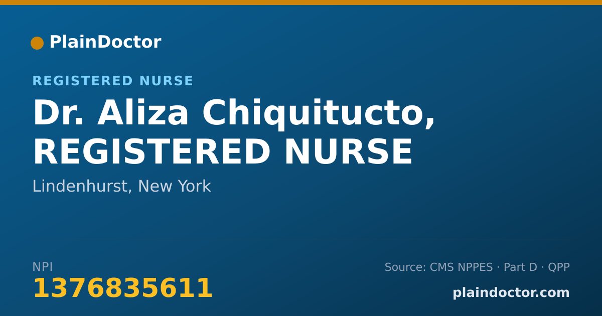 Shareable card for Aliza Chiquitucto, REGISTERED NURSE - Registered Nurse, Lindenhurst, NY