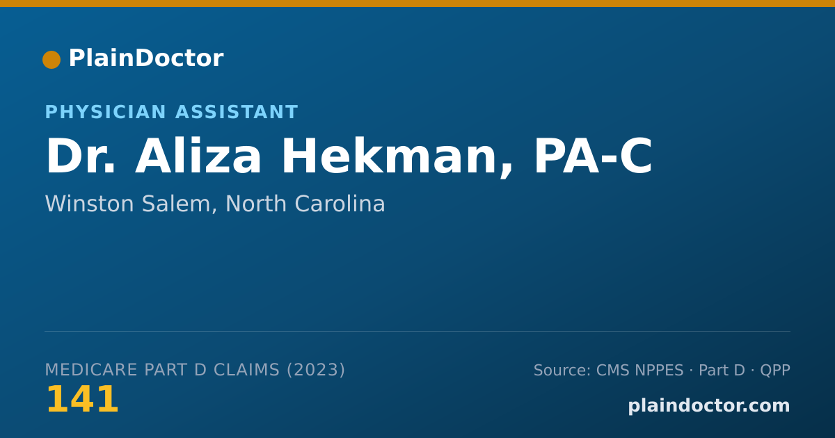 Shareable card for Aliza Hekman, PA-C - Physician Assistant, Winston Salem, NC