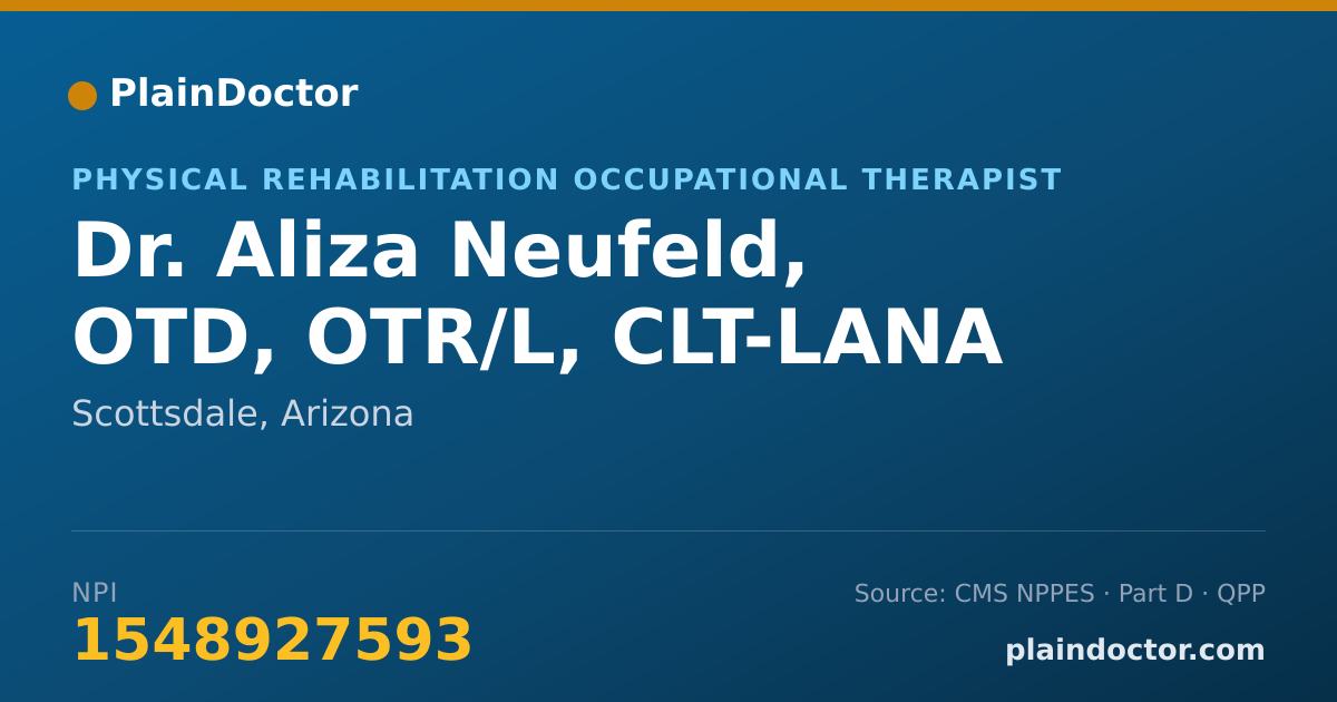 Shareable card for Aliza Neufeld, OTD, OTR/L, CLT-LANA - Physical Rehabilitation Occupational Therapist, Scottsdale, AZ