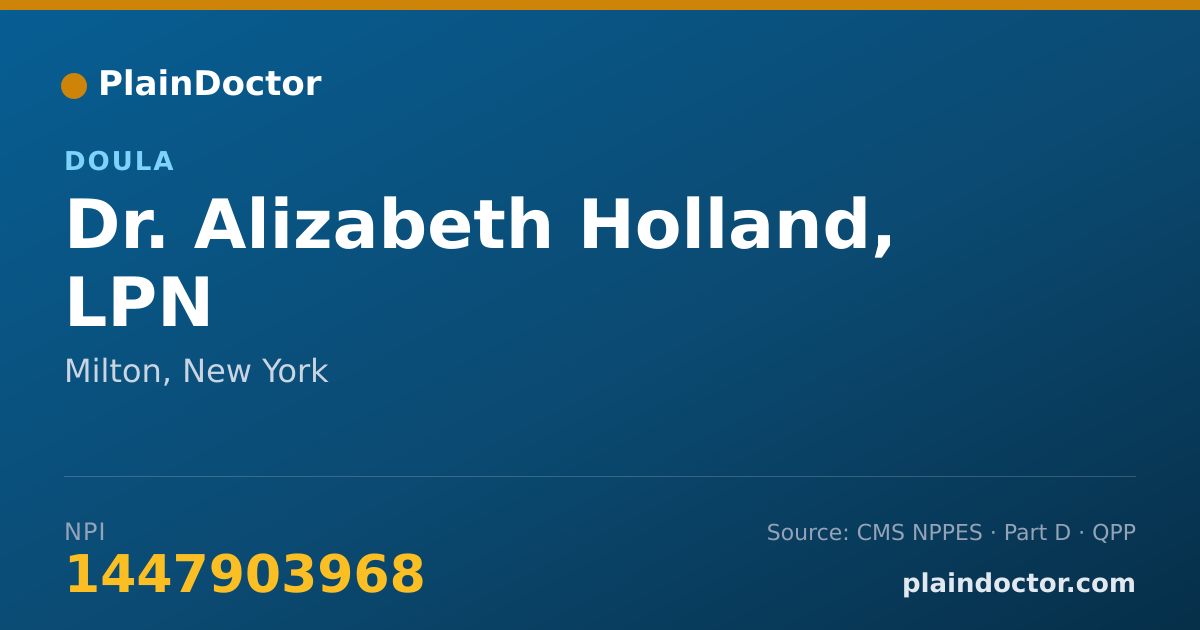 Shareable card for Alizabeth Holland, LPN - Doula, Milton, NY