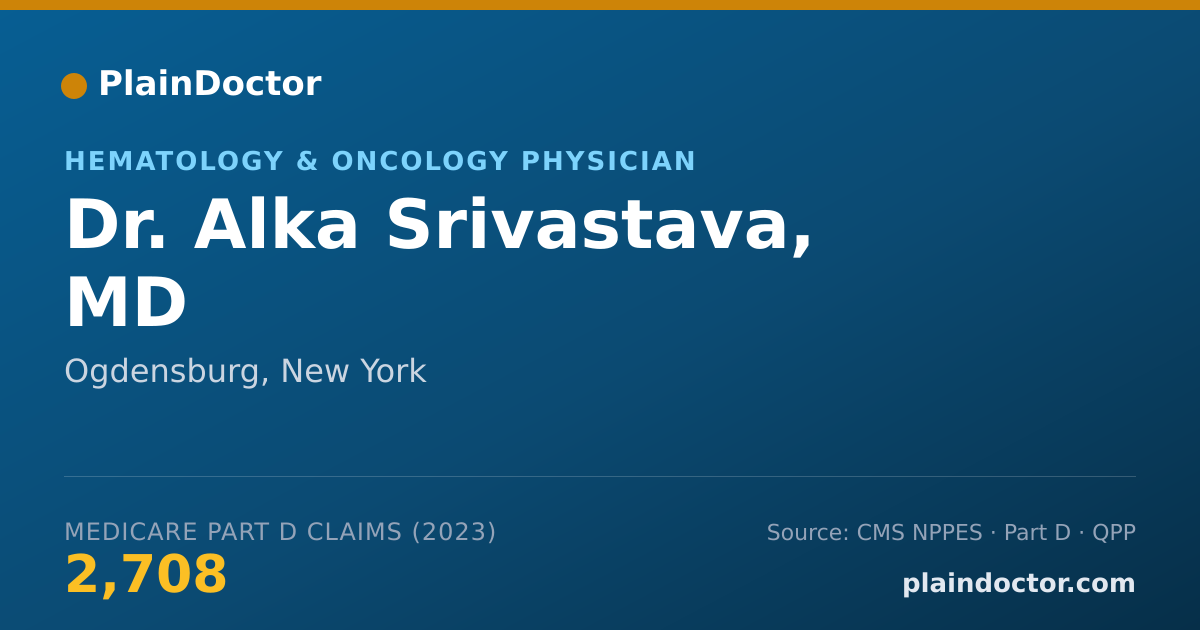 Shareable card for Alka Srivastava, MD - Hematology & Oncology Physician, Ogdensburg, NY