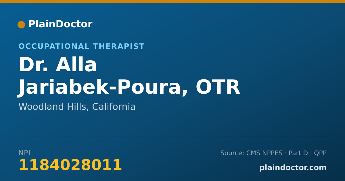 Shareable card for Alla Jariabek-Poura, OTR - Occupational Therapist, Woodland Hills, CA