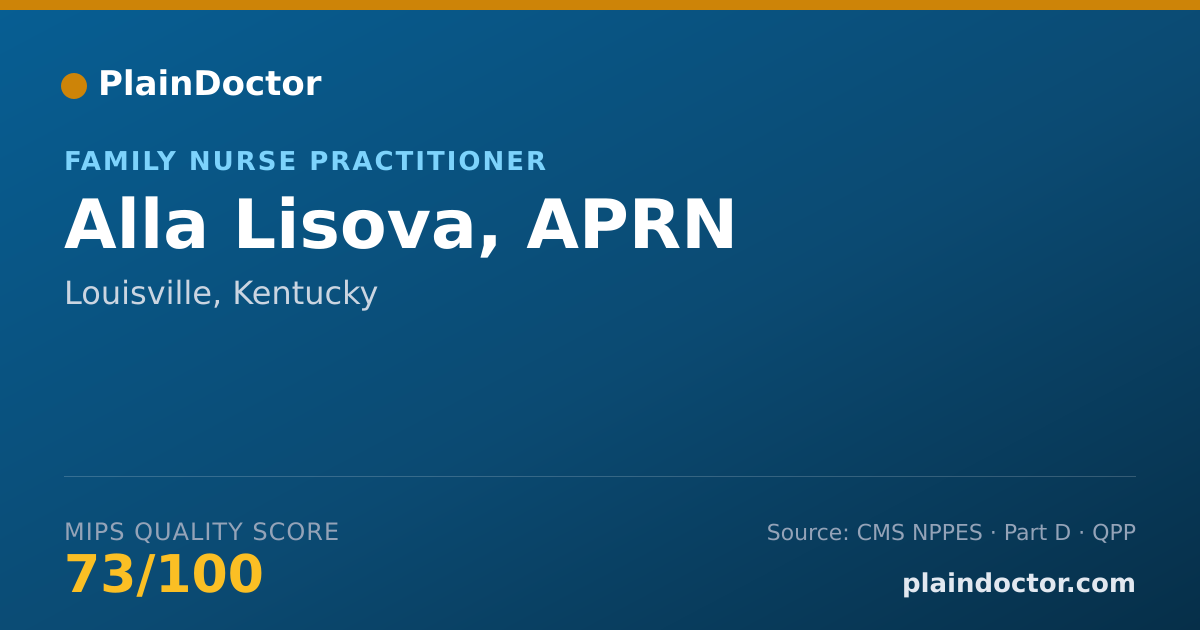 Shareable card for Alla Lisova, APRN - Family Nurse Practitioner, Louisville, KY