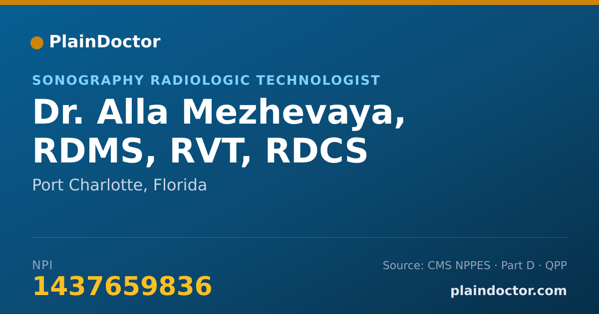Shareable card for Alla Mezhevaya, RDMS, RVT, RDCS - Sonography Radiologic Technologist, Port Charlotte, FL