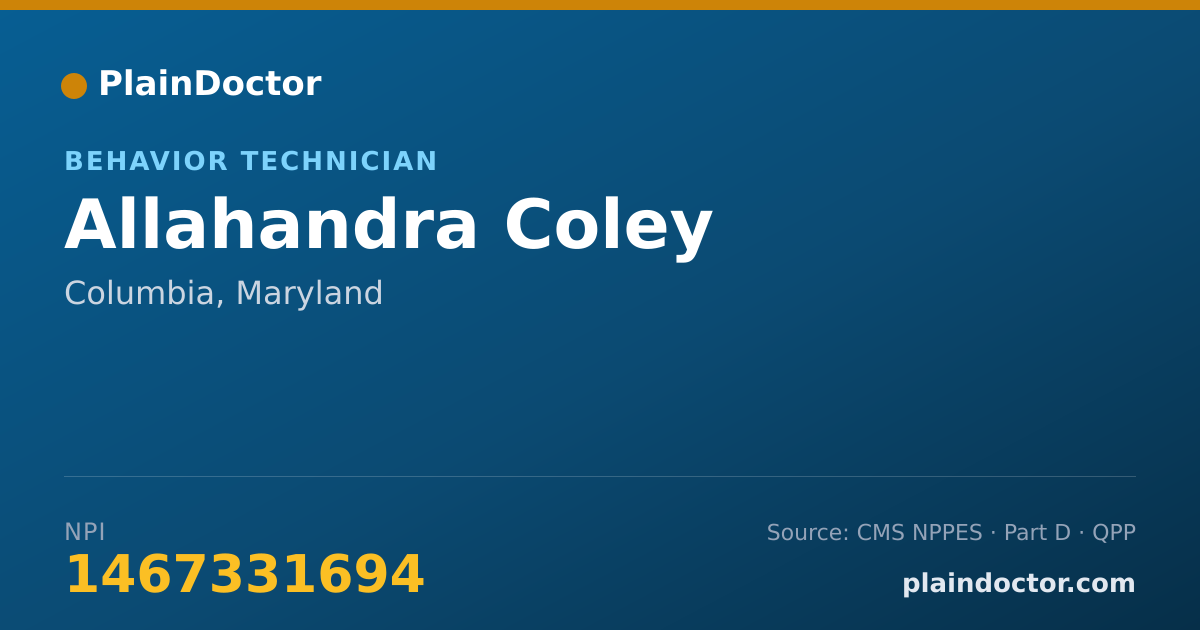 Shareable card for Allahandra Coley - Behavior Technician, Columbia, MD