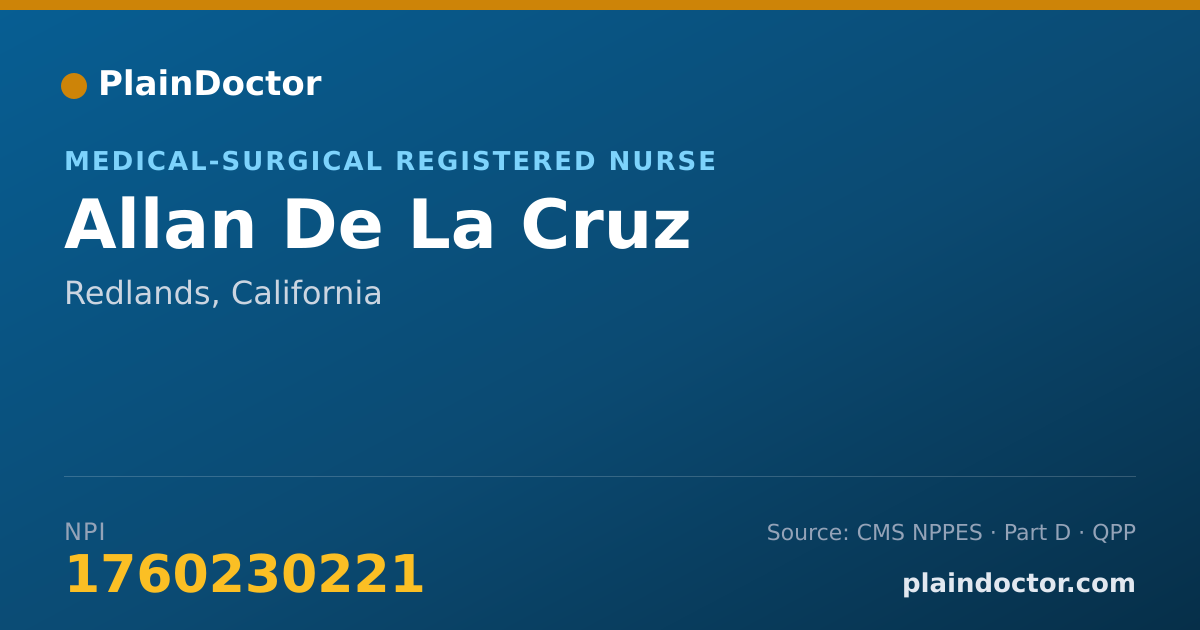 Shareable card for Allan De La Cruz - Medical-Surgical Registered Nurse, Redlands, CA