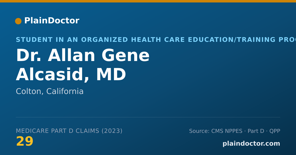 Shareable card for Allan Gene Alcasid, MD - Student in an Organized Health Care Education/Training Program, Colton, CA