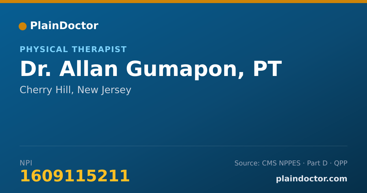 Shareable card for Allan Gumapon, PT - Physical Therapist, Cherry Hill, NJ