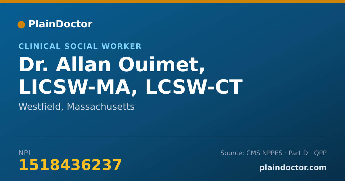 Shareable card for Allan Ouimet, LICSW-MA, LCSW-CT - Clinical Social Worker, Westfield, MA