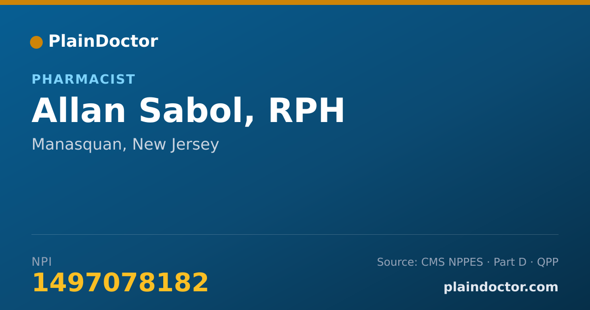 Shareable card for Allan Sabol, RPH - Pharmacist, Manasquan, NJ