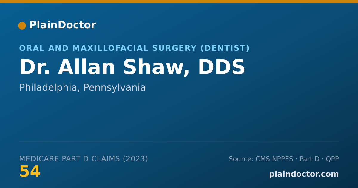 Shareable card for Allan Shaw, DDS - Oral and Maxillofacial Surgery (Dentist), Philadelphia, PA