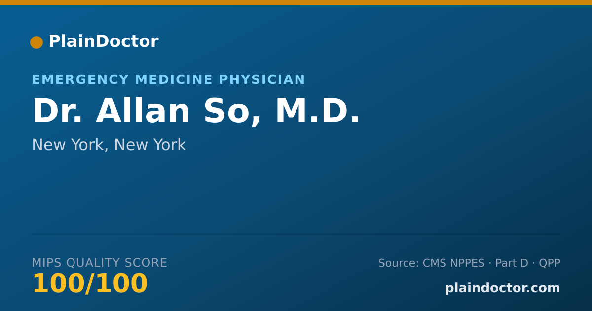 Shareable card for Allan So, M.D. - Emergency Medicine Physician, New York, NY