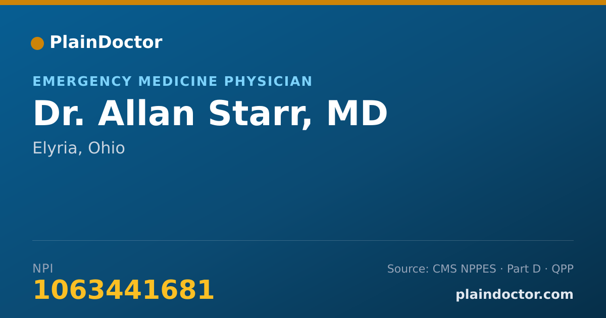 Shareable card for Allan Starr, MD - Emergency Medicine Physician, Elyria, OH
