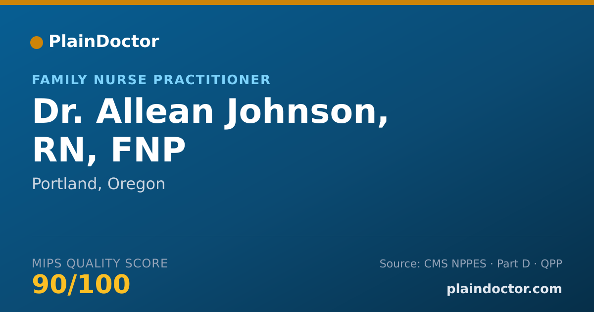 Shareable card for Allean Johnson, RN, FNP - Family Nurse Practitioner, Portland, OR