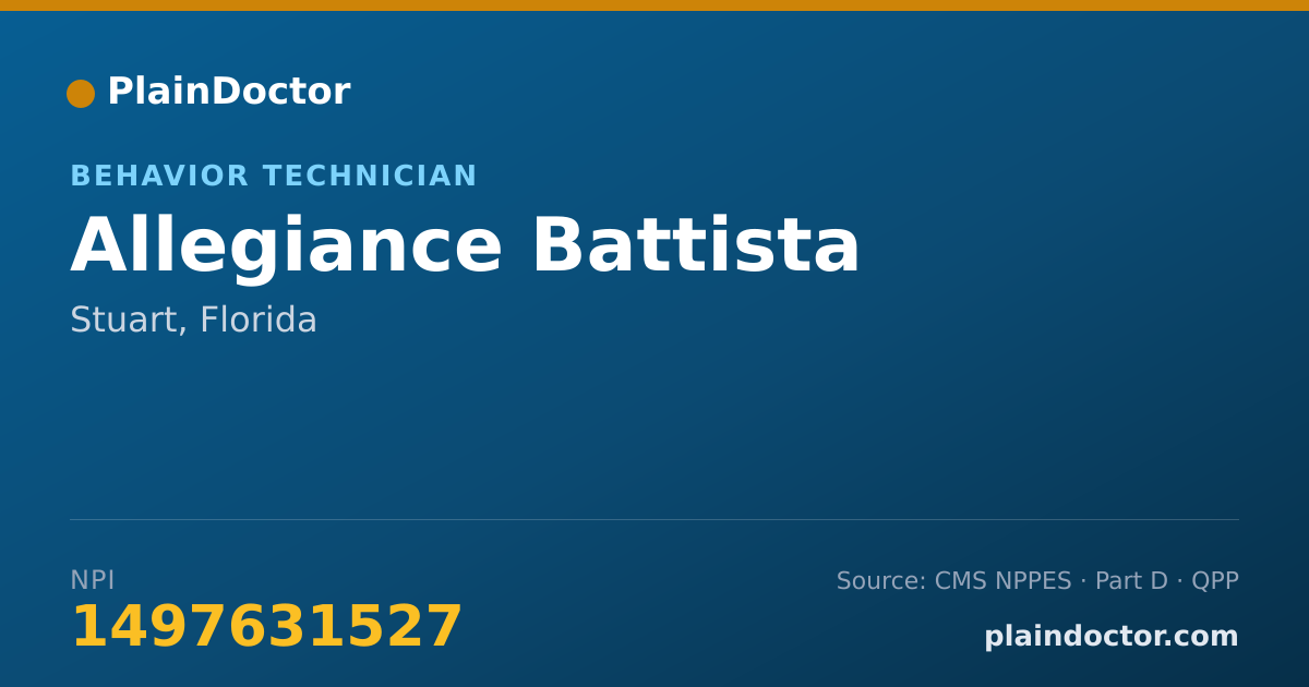 Shareable card for Allegiance Battista - Behavior Technician, Stuart, FL