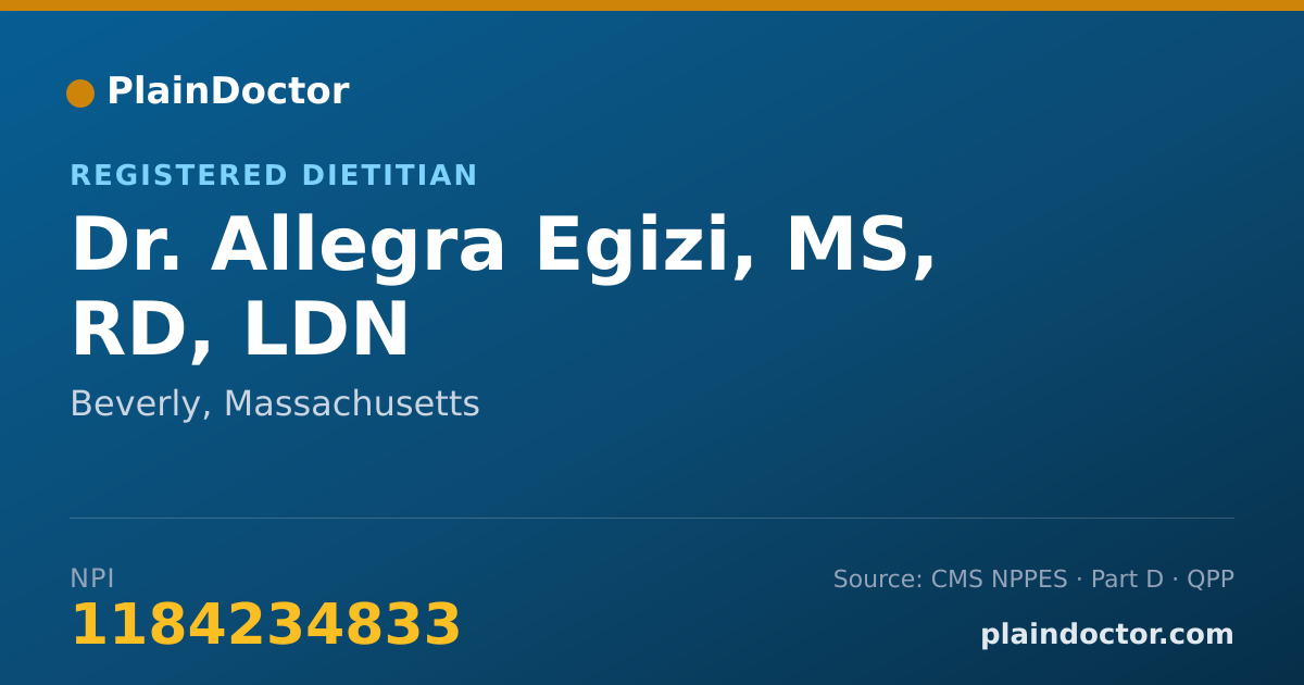 Shareable card for Allegra Egizi, MS, RD, LDN - Registered Dietitian, Beverly, MA