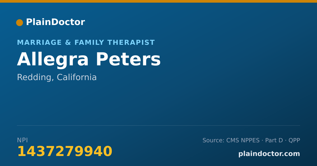 Shareable card for Allegra Peters - Marriage & Family Therapist, Redding, CA