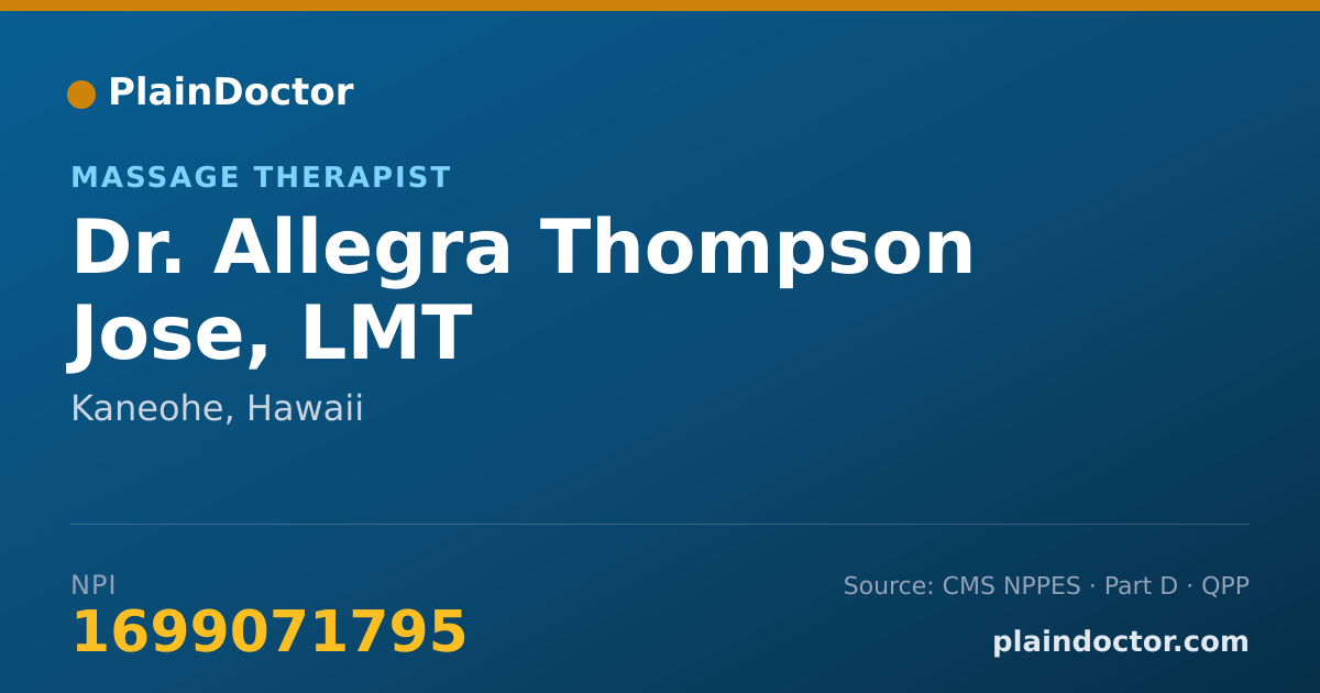 Shareable card for Allegra Thompson Jose, LMT - Massage Therapist, Kaneohe, HI