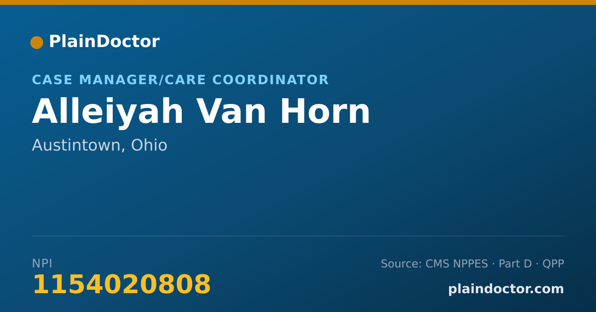Shareable card for Alleiyah Van Horn - Case Manager/Care Coordinator, Austintown, OH