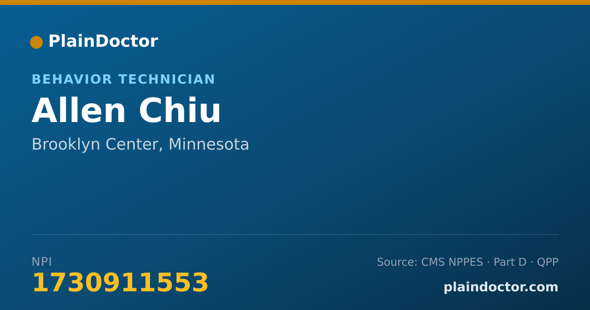 Shareable card for Allen Chiu - Behavior Technician, Brooklyn Center, MN