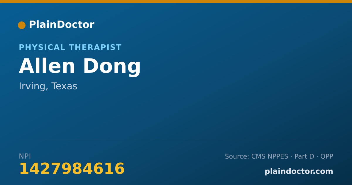 Shareable card for Allen Dong - Physical Therapist, Irving, TX