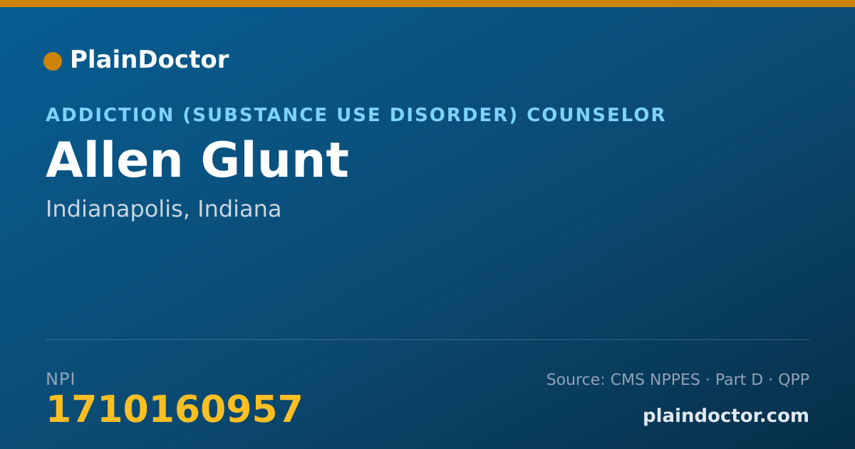 Shareable card for Allen Glunt - Addiction (Substance Use Disorder) Counselor, Indianapolis, IN