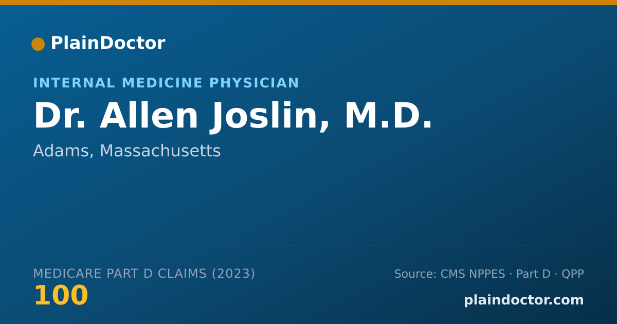 Shareable card for Allen Joslin, M.D. - Internal Medicine Physician, Adams, MA