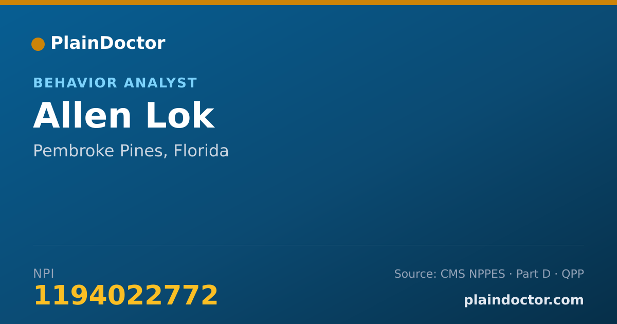 Shareable card for Allen Lok - Behavior Analyst, Pembroke Pines, FL