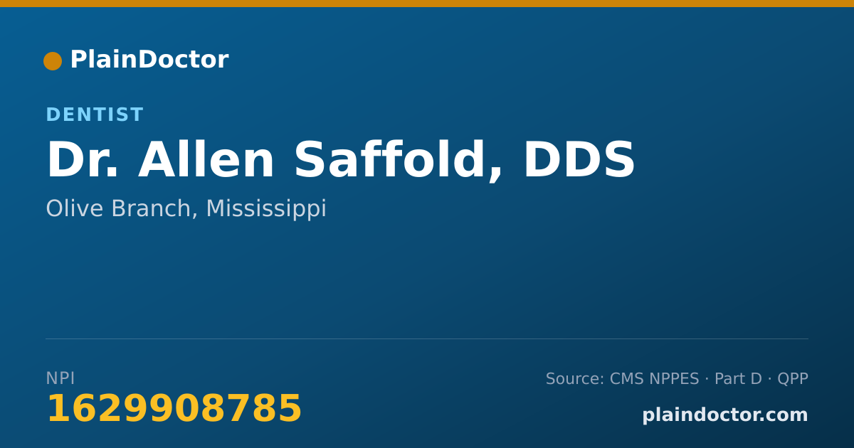 Shareable card for Allen Saffold, DDS - Dentist, Olive Branch, MS